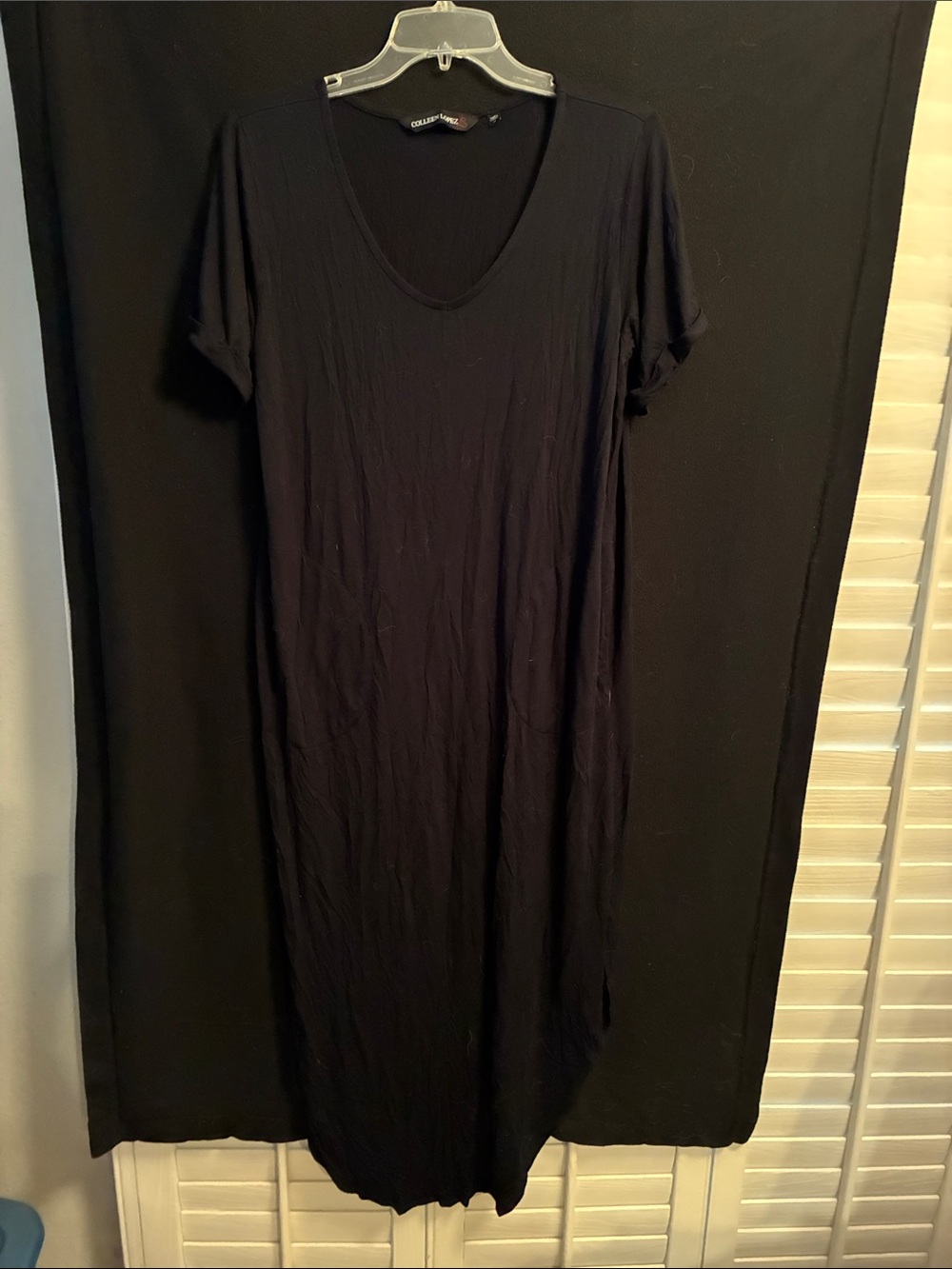 Colleen Lopez Black V-Neck Short Sleeve Maxi Dress
